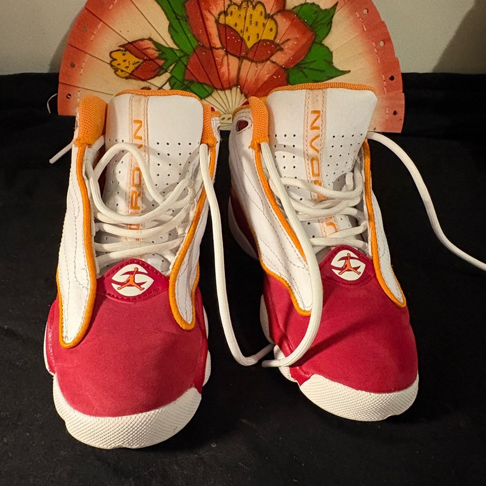 Jordan Kids' Sneakers in Red, White, and gold/mustard yellow
